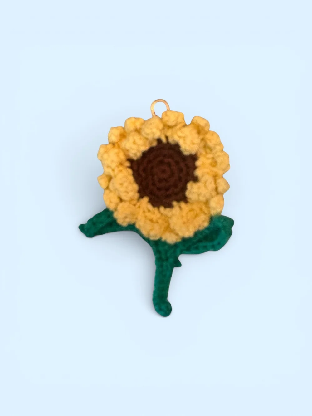 Handmade Crocheted Sunflower Pendant - Yellow & Green
